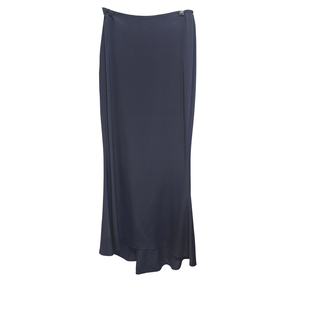 Carolina Herrera Silk Blend Maxi Skirt Navy Blue Bergdorf Goodman Size 10